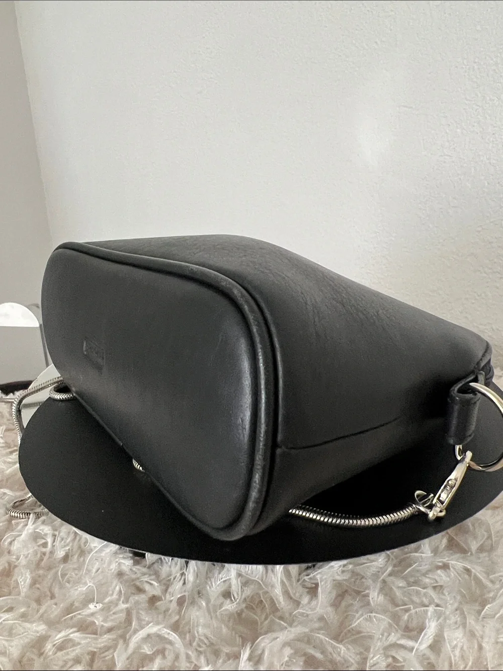 COACH Vintage Black Leather Upgraded Cosmetic Pouch